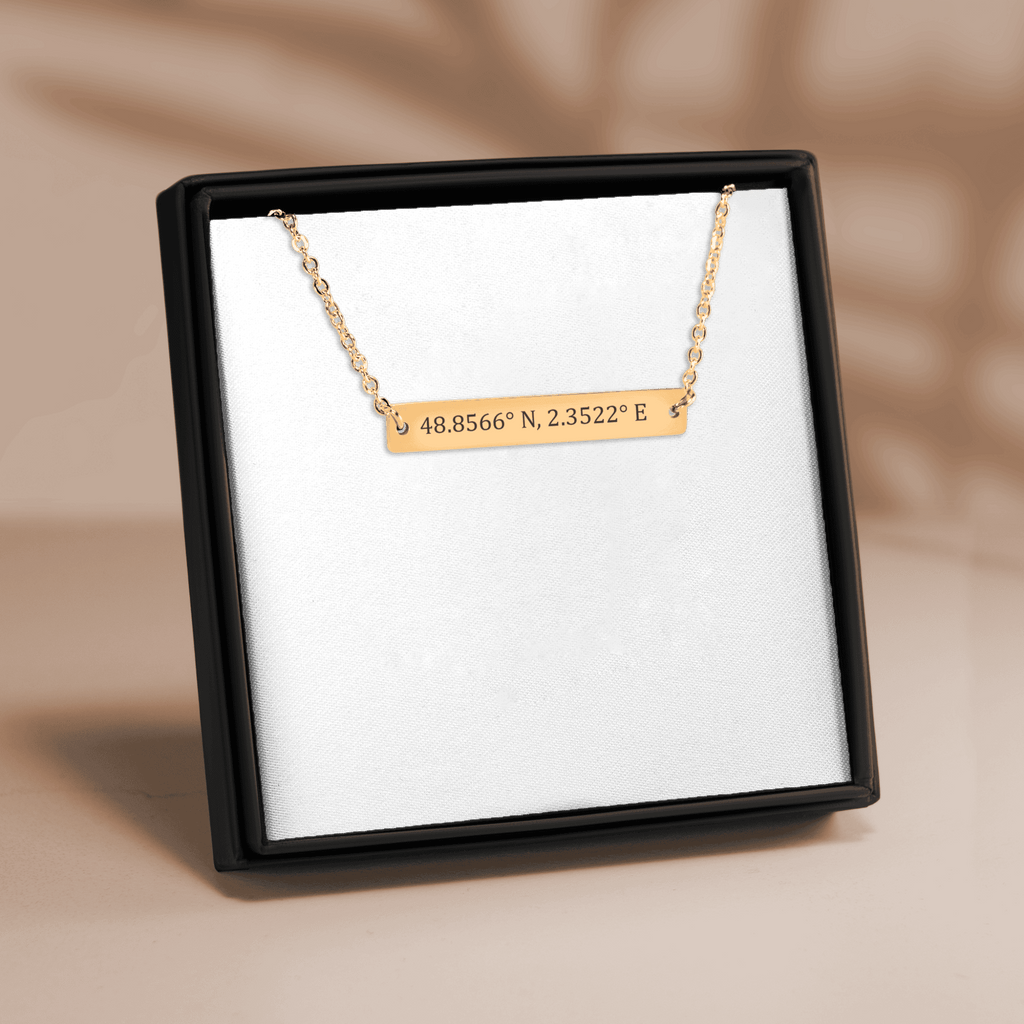 Coordinates Numbers Horizontal Bar Necklace