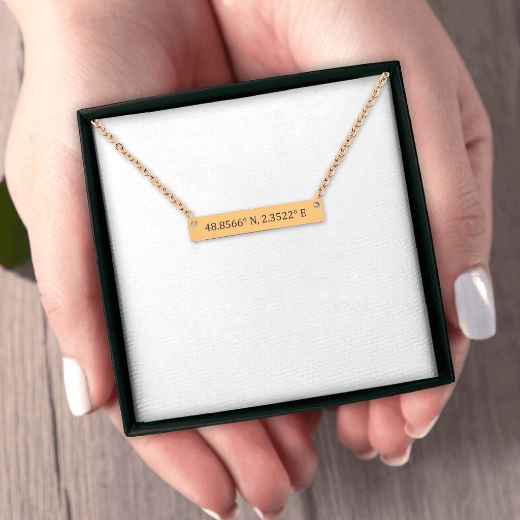 Coordinates Numbers Horizontal Bar Necklace