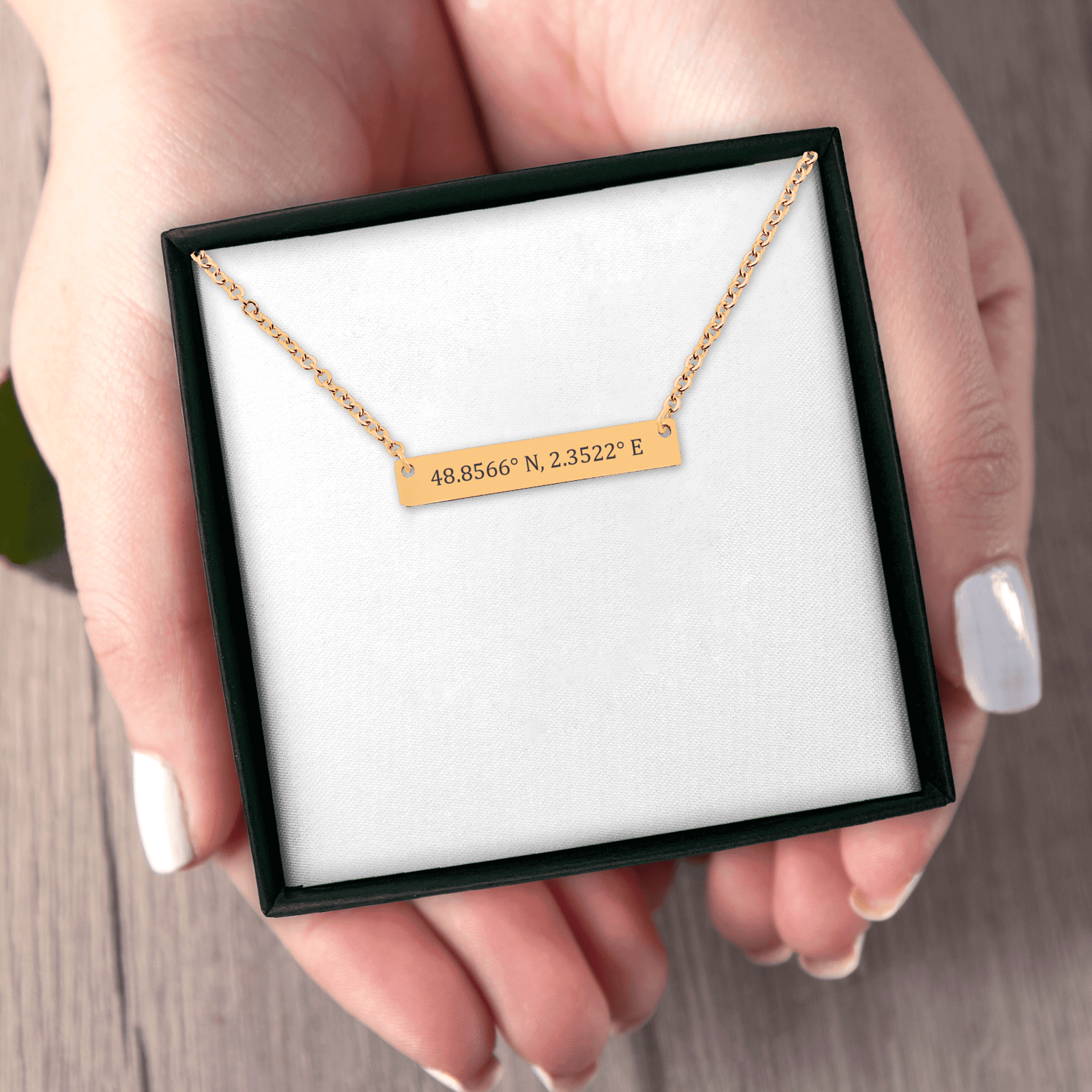 Coordinates Numbers Horizontal Bar Necklace